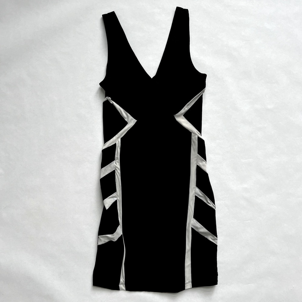 Black with White Mesh Bodycon Party Dress